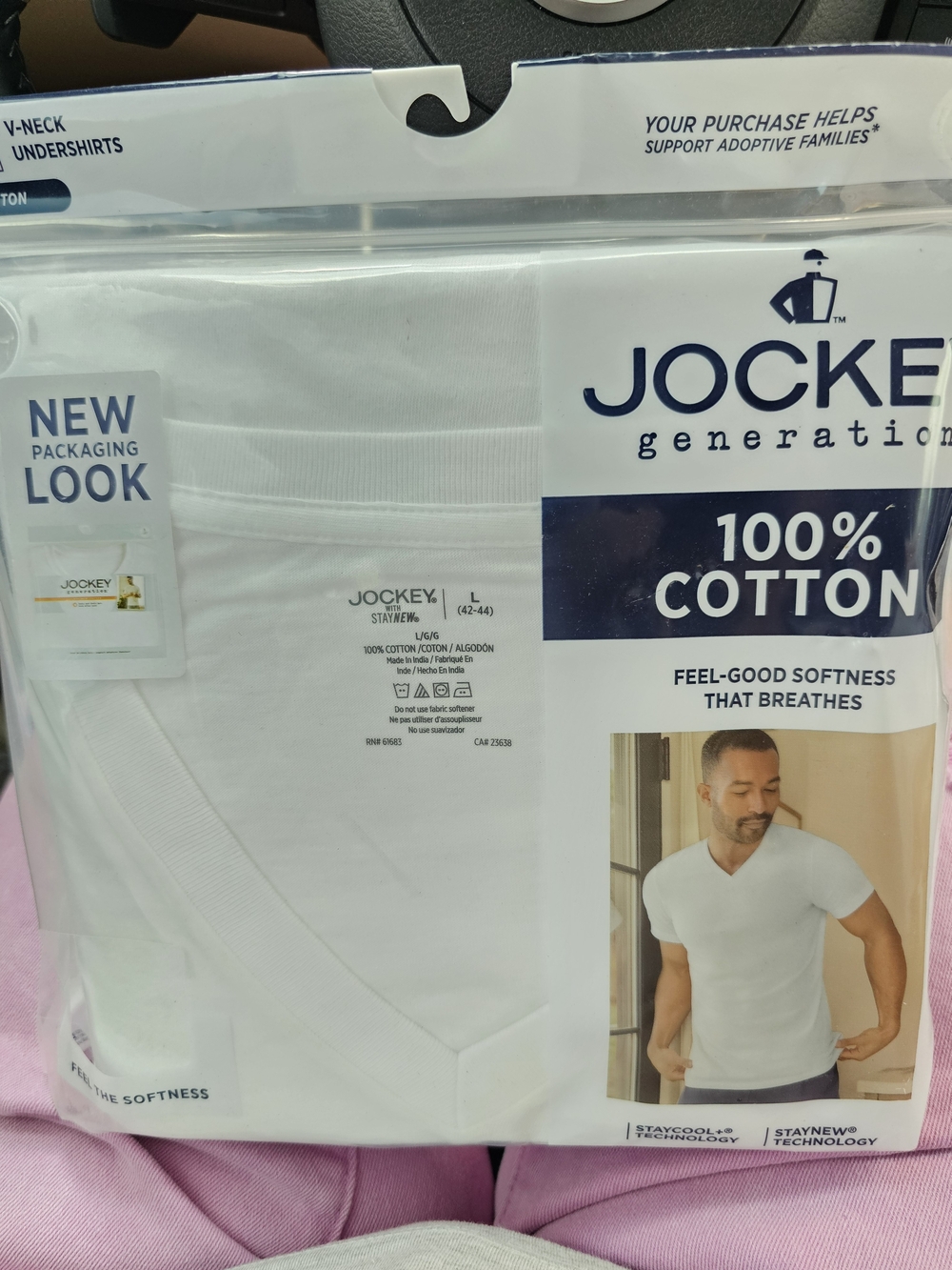 Jockey White 100% Cotton V-Neck Undershirts - Pack